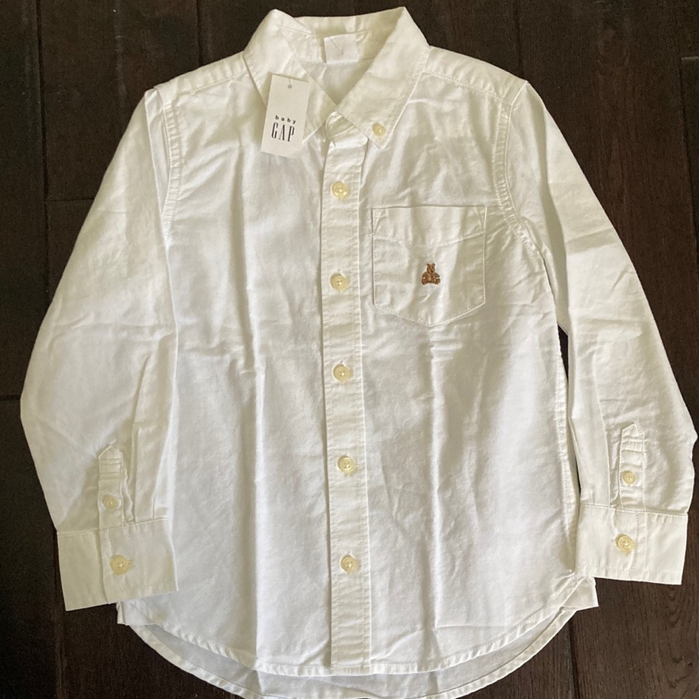 Gap white collared button down shirt for toddler boy